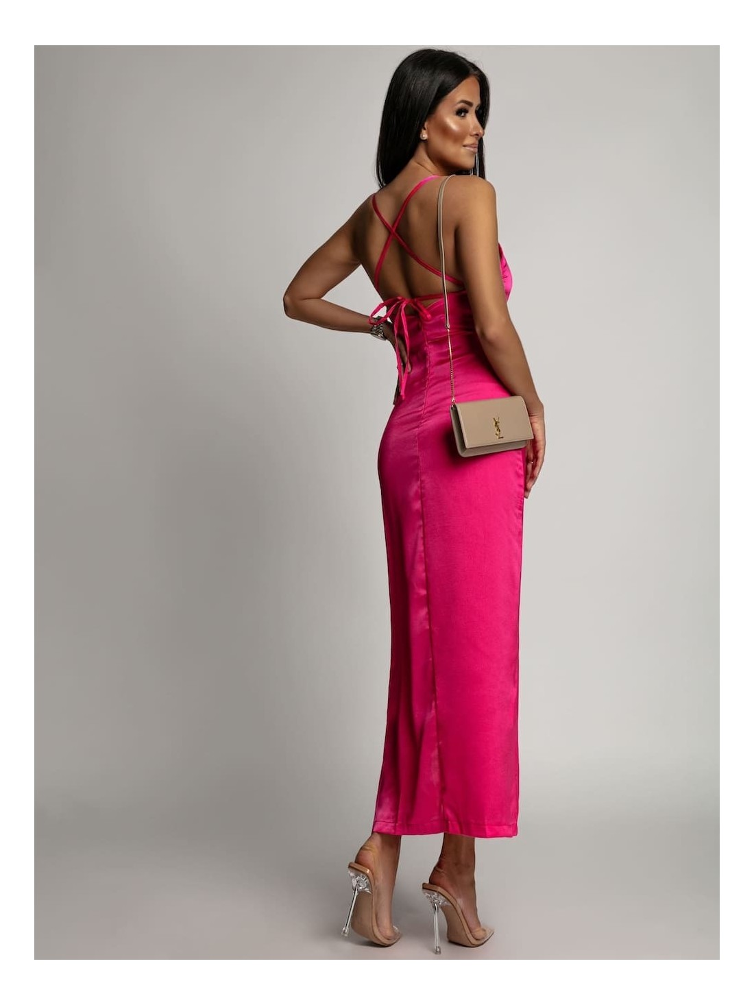 Rochie senzuala cu spatele deschis fuchsia FG644 - Magazin online - Boutique